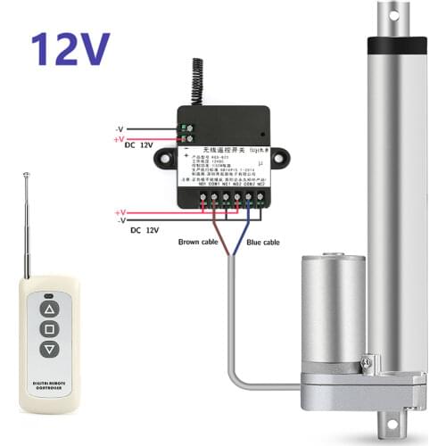 RF Remote Controller + Linear Actuator 12V Electric DC Motor Metal Gear Electr Linear 50mm 100mm 150mm 200mm 250mm stroke