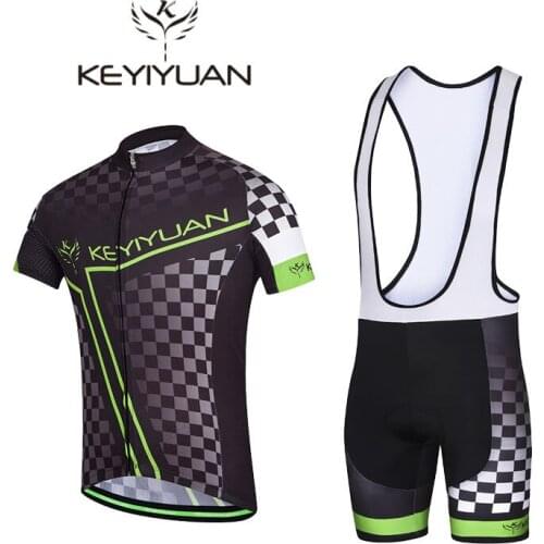 2018 men KEYIYUAN Black white squares cycling clothing cycling Jersey Jersey Probike upper garment cycling jacket set