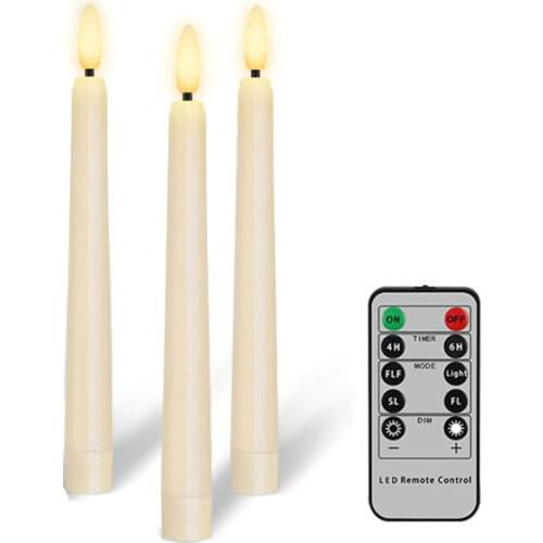36pcs/lot Remote controlled Flameless LED Taper Candlestick Battery Operated W/Timer 3D Wick f/Wedding Party Xmas Decor-Amber