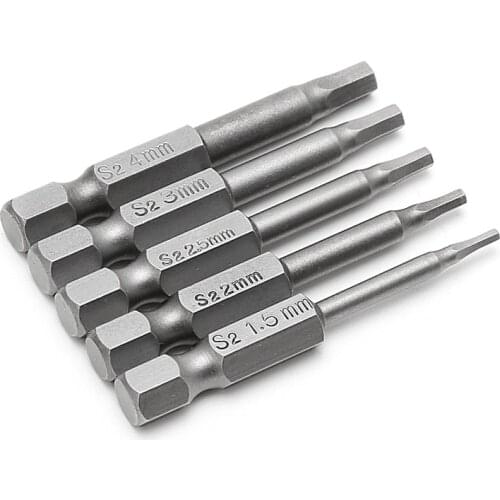 5 Pcs Magnetic Hexagon Screwdriver S2 Steel 1/4\" Hex Shank 50mm Power Drill Bit
