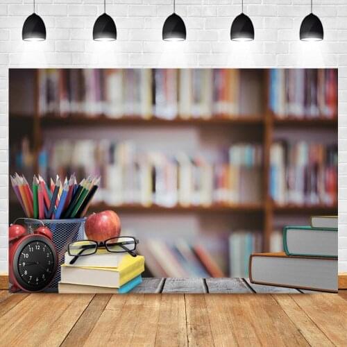 Back To School Bookshelf Wall Teacher Study Stationary Tools Baby Child Photo Background Photography Backdrop Photo Studio