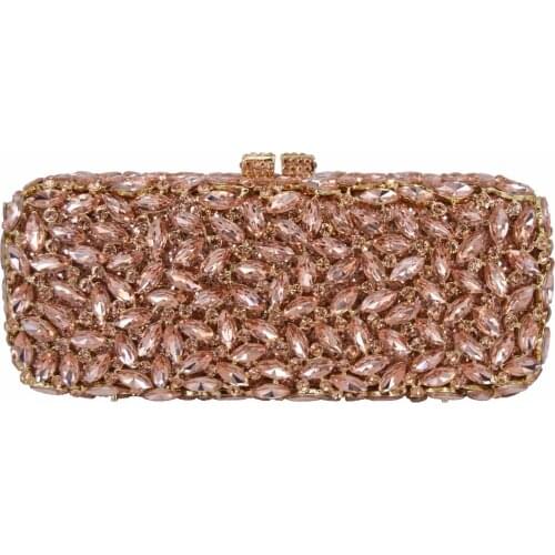 Noble Gold Color Match Wedding Style Crystal Evening Bag Crystal Purse New Style Party Bag Wedding Clutch Bag 88283