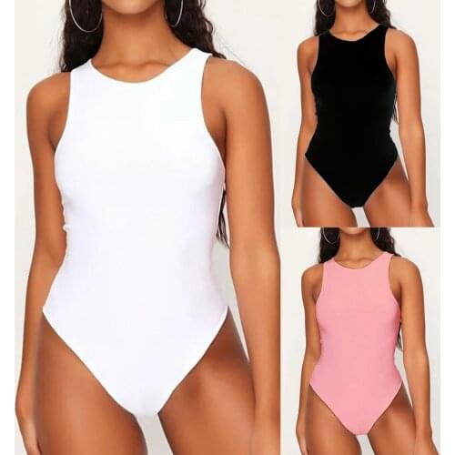 Bodysuit Sleeveless Women streetwear Sexy Bodycon Black Overalls Top Ladies Romper Bodysuit Jumpsuit Playsuits Outfit salopettes