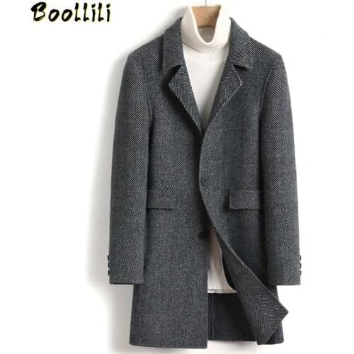 Boollili 2020 New Wool Coat Men Autumn Winter Woolen Jacket Men Long Overcoat Mens Coats and Jackets Abrigo Hombre