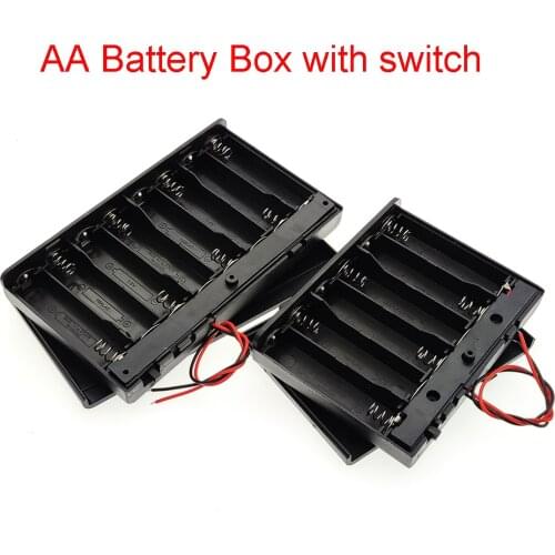 AA Battery Holder Storage Case Plastic 1.5V Battery Case ON/OFF Switch With Cap Wire For 6 X 1.5V/8 X 1.5V AA Battery