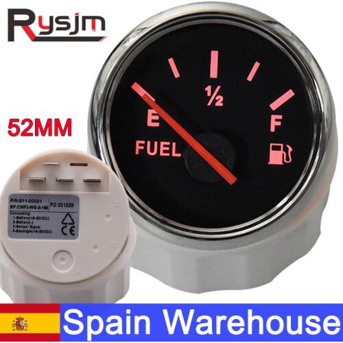 Waterproof Car Boat Fuel Gauge With Red Backlight for 0~190 ohm Fuel Level Sensor Universal Fuel Level Indicator Tank In Spain