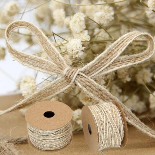 10meter Jute Burlap Rolls Hessian Ribbon With Lace DIY Craft Vintage Rustic Jute Hemp Roll Wedding Home Packing Webbing Decorate
