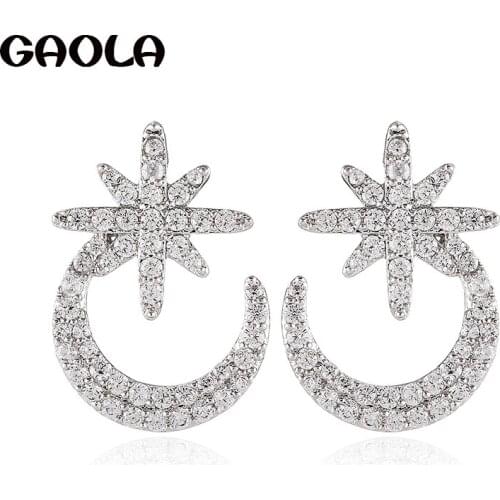 GAOLA New Clear Cubic Zirconia Classic Snowflake Stud Earrings Engagement Gift GLE9290