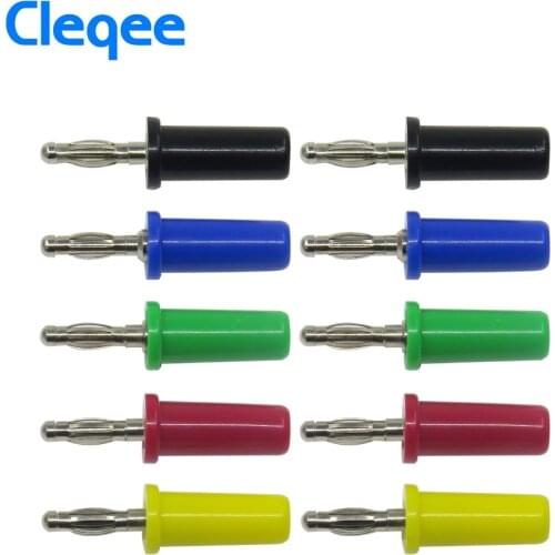 Cleqee 10pcs/lot 4mm Test Banana Plug For Speaker Test Probes Connectors 5 color