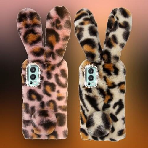 Cute Fluffy Rabbit Case For OnePlus Nord 2 5G 3 3T 5 5T 6 6T Case High Quality Liquid Silicone Soft Cover For One Plus 7 7T Pro