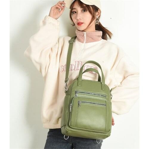 Multifunction Womens Mochila Feminina Soft Leather Backpack for Teenage Girls Shoulder Bags for Women 2020 Bagpack Sac A Dos