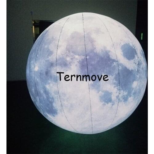 Custom Size Inflatable Lighting Moon / 2.5m Giant Moon Balloon Light / Inflatable Sphere Planets Shape Balloons for Decoration