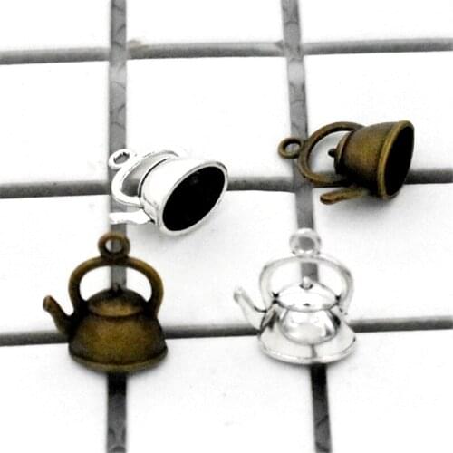 NEW 10pcs/Lot 20x17x9mm Two Colors Plated Cute Kettle Charms Pendant DIY Handmade Jewelry Accessories