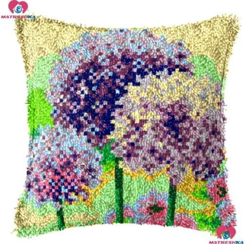 Dandelion Handicraft Embroidery Printed Canvas Pillowcase set Latch Hook Cushion Latch Hook Rug Kits DIY Needlework Unfinished