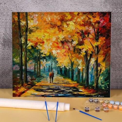 Autumn Colors DIY Paint By Numbers Complete Kit Oil Paints 50*70 Boards By Numbers Loft Wall Picture For Kids For Handicraft
