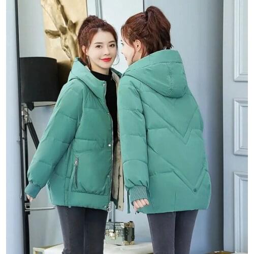 Winter Warm Down Cotton Jacket Women Fashion Casual Loose Hooded Parkas Big Pocket Thicken Elegant Lady Cotton-Padded Clothes