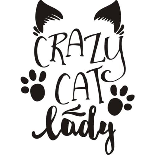 Crazy Cat Lady Decals Art Car Rear windshield Text Decor Cute Bumper Pattern Waterproof Vinyl Car Decal L413