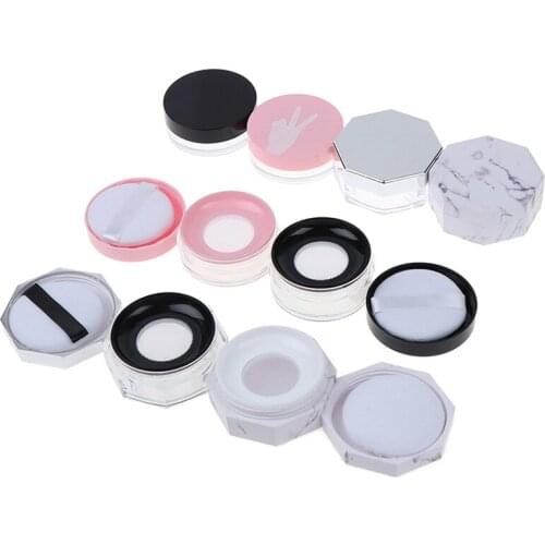 Portable Plastic Powder Box Handheld Empty Loose Powder Pot With Sieve Puff Cosmetic Outdoor Travel Makeup Jar Sifter Container