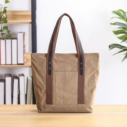 Simple handbag canvas retro fengshui bucket type shoulder bag tide shopping bag large capacity