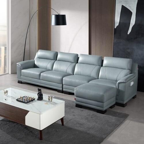 Simple modern head leather sofa large and small family living room furniture leather sofa 1059