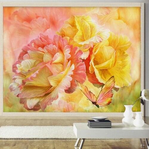 Drop Shipping Custom Photo Wallpaper Beautiful Flower Butterfly Painting Background Wall Murals Living Room Decorative Wallpaper