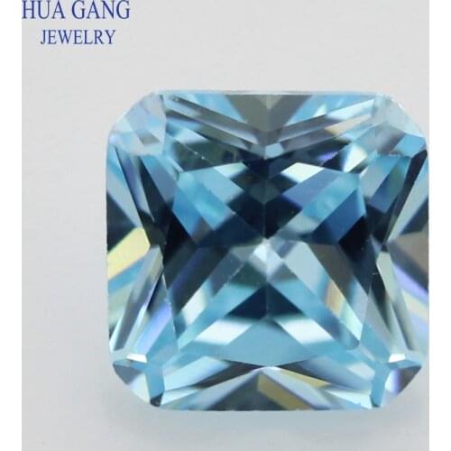 Size 3x3~12x12mm 5A Cubic Zirconia Light Seablue Square Octangle Shape Princess Cut CZ Stones Synthetic Gems Beads Free Shipping