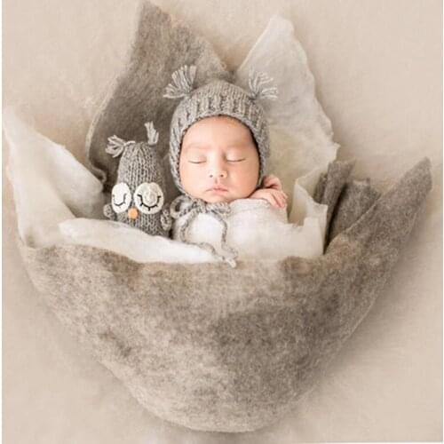 Newborn Photography Props Wool Blanket Baby Photo Shoot session Posing Wraps Blanket Backdrop Baby fotoshooting Basket Filler