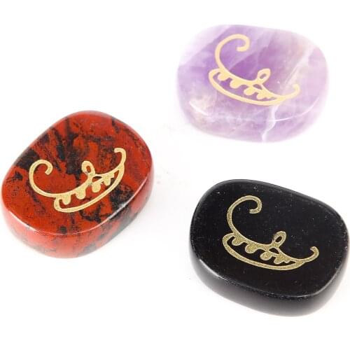 Religious Karuna Reiki Iava symbol crystal accessories Semi-precious stones Carved pattern accessories