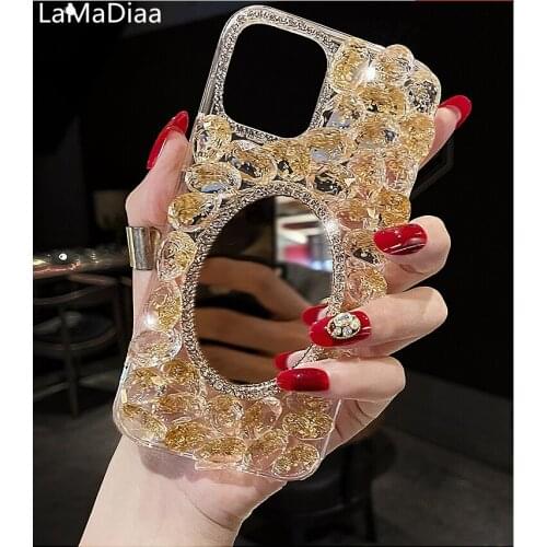 Luxury Crystal Bling Rhinestone Diamond Case For iphone 11 12 Pro MAX X XS MAX XR 6S 7 8 PLUS Makeup Mirror Cases Stone Coque
