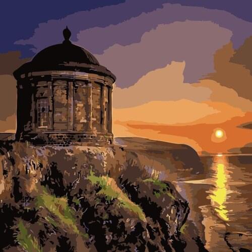 ROYALDREAM Sunset House Abstract Painting Diy Digital Painting By Numbers Modern Wall Art Picture For Home Wall Artwork