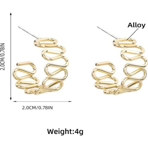 2021 Ins Handmade Wired Chain Irregular Geometric Minimalism Hoop Earrings Korean Fashion Chic Women Party Jewelry