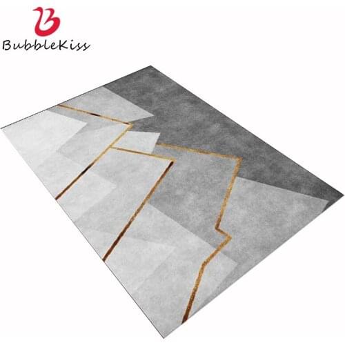 Bubble Kiss Large Carpet Bedroom Decor Gold Line Gradient Geometric Gray Rug Carpets For Living Room Customized Home Carpet