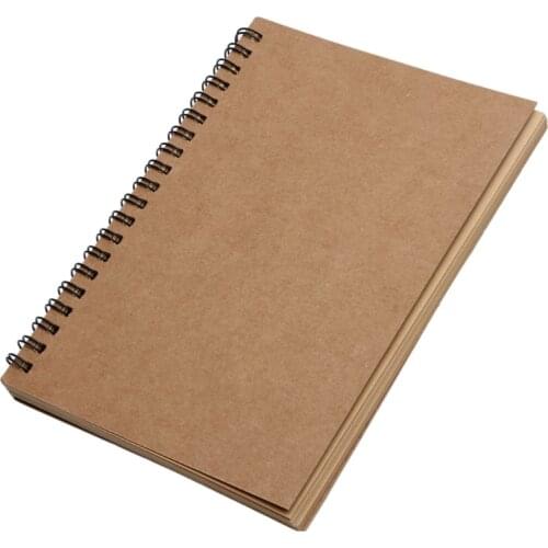 Retro Spiral Bound Coil Sketch Book Blank Notebook Kraft Sketching