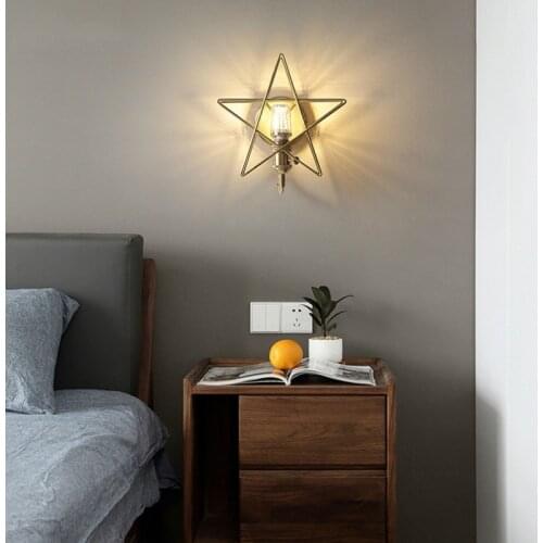 Modern LED Star Wall Lamp Nordic Creative Star Shape Wall Lights Bedroom Bedside Lamp Aisle Living Room Kitchen Indoor Lighting