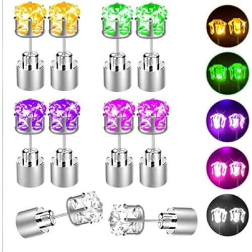 Glow Earring Unisex Light Up LED Bling Ear Studs Earrings Xmas Club KTV Wine Bar Dance Party Accessory wedding birthday favors