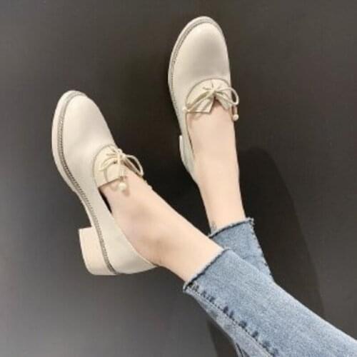 Fashion Spring Summer Women Oxford Green White Vintage Low Square Heels Causal Party Lady Flats Cross-tie Slip-on Smoking Shoes