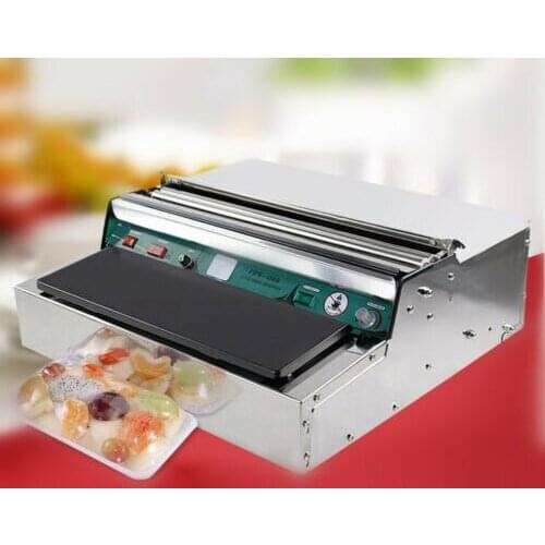 CE 450mm Food Tray Wrapper Film Wrap Sealer Supermarket Fruit Packing Machine