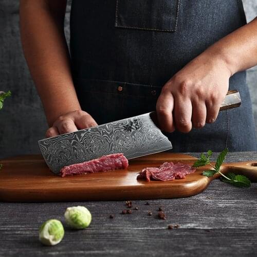 YANREN 7 inch Handmade 67 Layers VG10 steel Sharp Kitchen Knives Japanese Nakiri damascus knife Chef knife for Kitchen cooking
