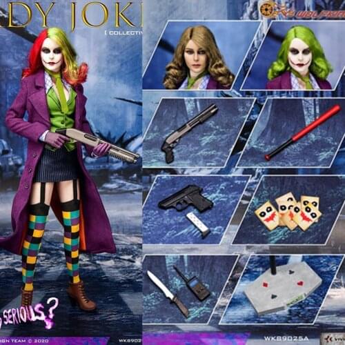 In Stock WK89025A 1/6 Lady Joker Action Figure with Three Head Carving Full Set Toys for Collection