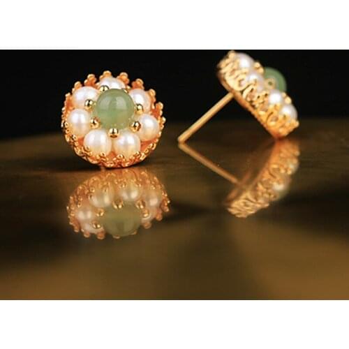 Fashion Women Freshwater Pearls Stone Ear Stud Earring Wedding Bridesmaid Party Jewelry Accessories