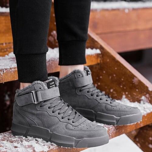 Winter Men Boots Warm Leather Snow Boots Men Winter Work Casual Shoes Sneakers High Top Ankle Boots