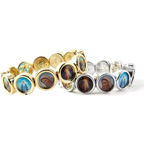 1Pc NEW Design 16mm Icon Bracelet JESUS SAINTS Maria Angel Catholic Fashion Religious Jewelry