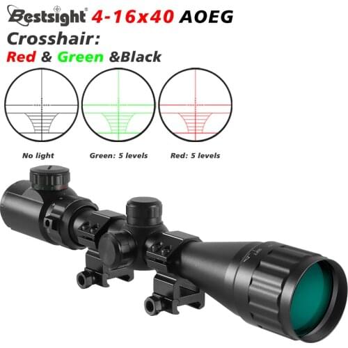 4-16X40 Aoeg Riflescope Red & Green Dot Verlichte Sight Rifle Scope Sniper Gear Voor Hunting Scope Airsoft Rifle AR15