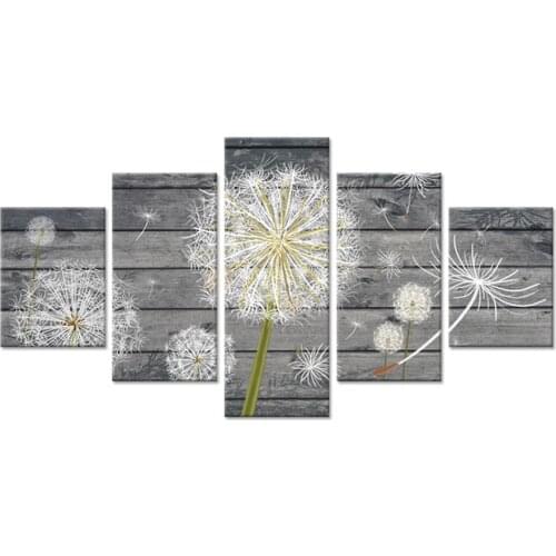Embroidery 5D Diamond Cross Stitch Painting Dandelion Flower Home 5 Pcs Decor Full Round Drill Mosaic Picture Floral Wall Art