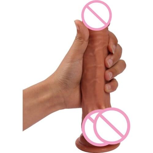 7.87 Inch Dual Layer Silicone Dicks Mens Soft Anal Massager Dildo Big Penis Cock for Female Women Clitoris Masturbation