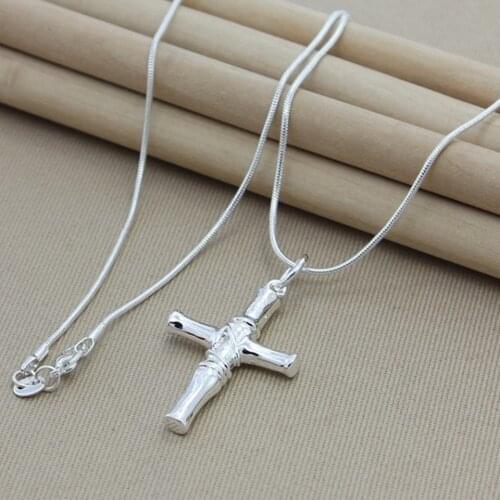 925 Sterling Silver Cross Pendant Necklace 18 Inch Snake Chain For Woman Fashion Wedding Engagement Party Charm Jewelry Gifts