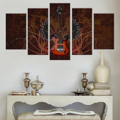 Abstract Electric Guitar 5 piece HD Art Poster Wall Home Decor Canvas Print Home Decor Canvas painting Print frame