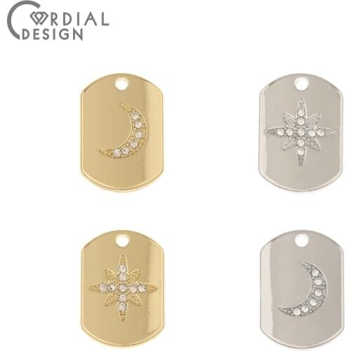 Cordial Design 50Pcs 14*20MM Jewelry Accessories/Rectangle Shape/DIY Charms/Rhinestone Pendants/Jewelry Findings & Components