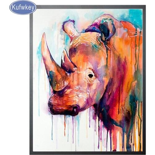 5d diy diamond rhino pattern diamond painting animal cross stitch diamond Mosaic picture of Rhinestone embroidery Children gift