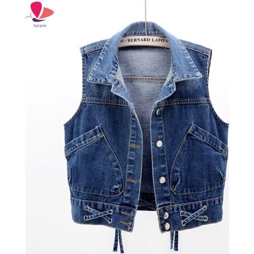 Женские джинсовые жилеты Apipee China At AliExpress
